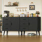 USIKEY Storage Cabinet with Rattan Door & 3 Drawers, Entryway Cabinet with Adjustable Shelf, Accent Cabinet for Living Room