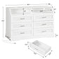 White Dresser for Bedroom, 6 Drawer Dresser with Charging Station & LED Lights, Dressers & Chests of Drawers, Dresser TV Stand for Bedroom, White