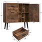 USIKEY Storage Cabinet with Rattan Door & 3 Drawers, Entryway Cabinet with Adjustable Shelf, Accent Cabinet for Living Room