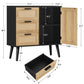 USIKEY Storage Cabinet with Rattan Door & 3 Drawers, Entryway Cabinet with Adjustable Shelf, Accent Cabinet for Living Room