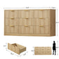 Usikey Fluted Dresser with 9 Drawers 63'' Wide Modern Dressers with Wood Chests of Drawers with Gold Handle &  Natural Wood TV Dresser for Bedroom