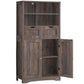 USIKEY Tall Bathroom Cabinet, Storage Cabinet with 2 Drawers & Adjustable Shelves, Bathroom Storage Cabinet for Living Room, Dining Room, Entryway