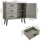 USIKEY Storage Cabinet with Rattan Door & 3 Drawers, Entryway Cabinet with Adjustable Shelf, Accent Cabinet for Living Room