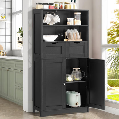 Tall Bathroom Cabinet, Storage Cabinet with 2 Drawers & Adjustable Shelves, Bathroom Storage Cabinet for Living Room, Dining Room, Entryway