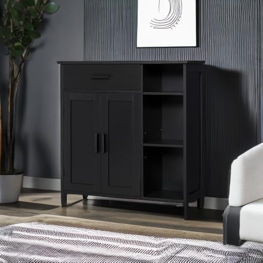 Storage Cabinet, Floor Cabinet with Doors and Shelves, Coffee Bar Cabinet with Drawer, Organizer Cabinet for Living Room, Dining Room