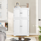 Storage Cabinet, Bathroom Cabinet with 4 Doors & Adjustable Shelf, Cupboard, Bathroom Floor Cabinet for Living Room, Entryway, Home Office, Grey