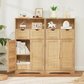 USIKEY Large Storage Cabinet, Rattan Cabinet with 2 Drawers & 2 Shelves, Cupboard, Floor Cabinet for Living Room, Home Office