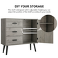 USIKEY Storage Cabinet with Rattan Door & 3 Drawers, Entryway Cabinet with Adjustable Shelf, Accent Cabinet for Living Room