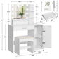 usikey Makeup Vanity Desk for Christmas, Vanity Desk Set with 1 Drawer, 1 Cabinet & 3 Shelves, Makeup Vanity Table with Stool for Bedroom, 3 Lighting Modes & Brightness Adjustable