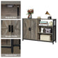 Floor Storage Cabinet, Buffet Storage Cabinet with 2 Barn Doors, Industrial Sideboard with Adjustable Shelves, Buffet Table for Dining Room, Living Room, Kitchen