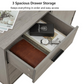 USIKEY Storage Cabinet with Rattan Door & 3 Drawers, Entryway Cabinet with Adjustable Shelf, Accent Cabinet for Living Room