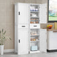 usikey 67“ Tall Bathroom Cabinet, Storage Cabinet with 4 Shelves & 2 Doors, Narrow Storage Cabinet for Bathroom, Living Room, Home Office, White