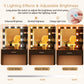 USIKEY Makeup Vanity with Lights, Vanity Desk with Mirror and 10 LED Lights, Vanity Table with 4 Drawers, Cabinet & 4 Necklace Hooks for Bedroom