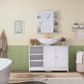 USIKEY Pedestal Sink Storage Cabinet with 2 Doors and 3 Open Shelves, Under Sink Cabinet, Bathroom Sink Cabinet with U-Shape, White