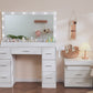 USIKEY Makeup Vanity with Large Mirror and 12 LED Lights, Vanity Desk with 7 Drawers & Charging Station, Makeup Desk Dressing Table