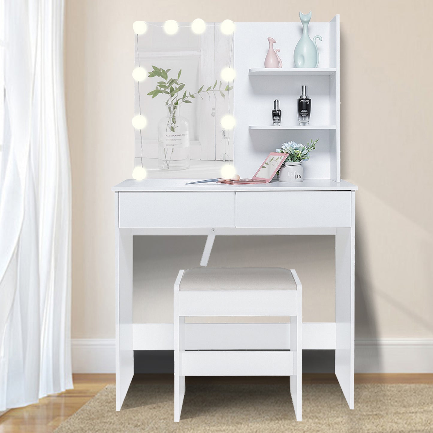 USIKEY Vanity Set with 10 Light Bulbs