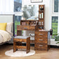 USIKEY Large Vanity Table Set with Lighted Mirror & Charging Station