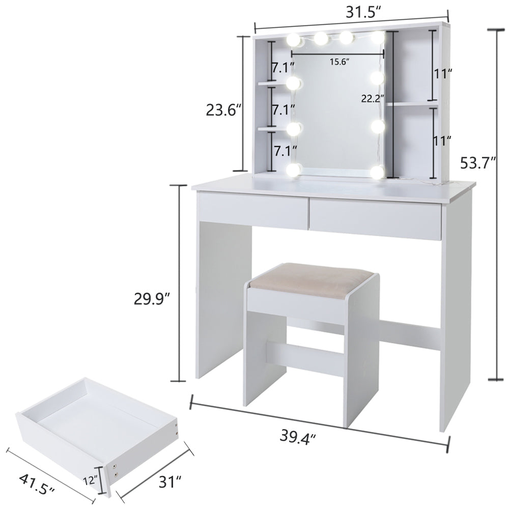 USIKEY Large Vanity Set with 1 Slide Rail Mirror