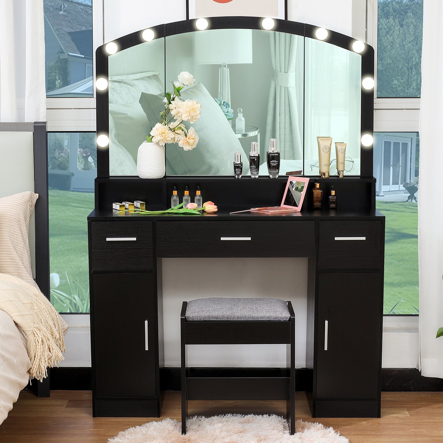 USIKEY Large Vanity Set with Large Lighted Mirror