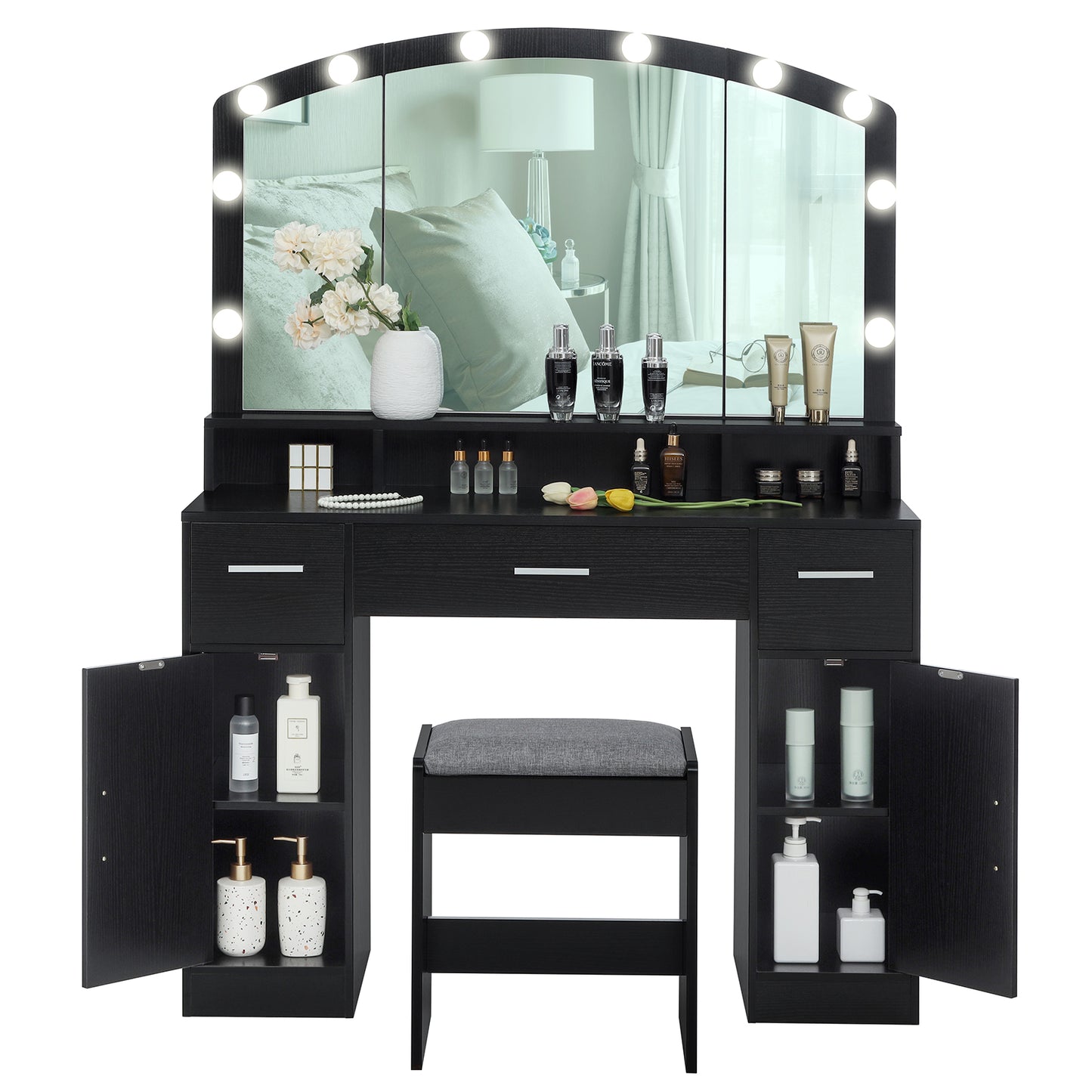 USIKEY Large Vanity Set with Large Lighted Mirror