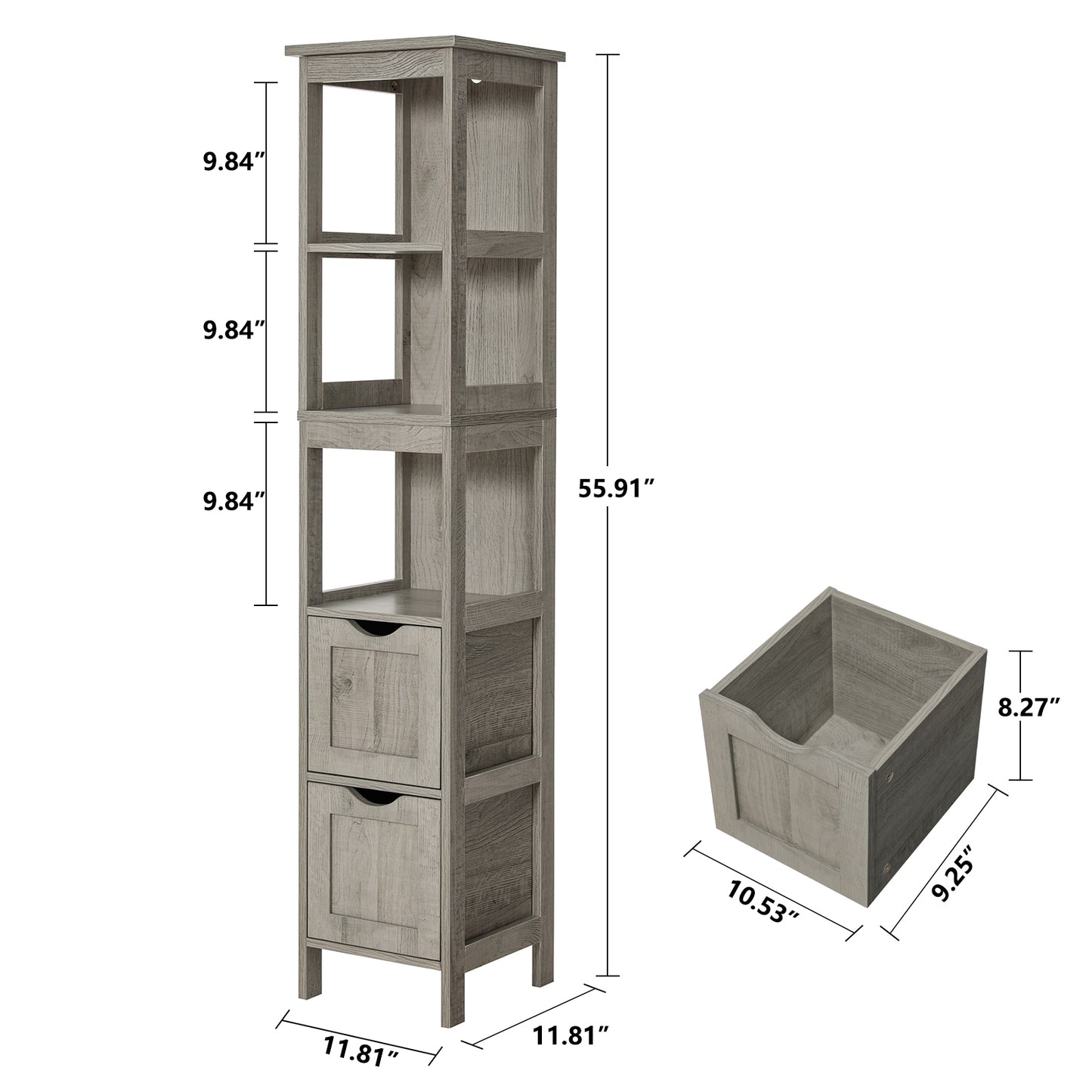 USIKEY 55.7" Storage Cabinet with 2 Drawers